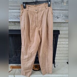 Begedor Women's 26" Waist Vintage Leather Pants Verra Pelle Pleated Lined Tan